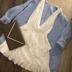 OUTFIT: Dress, Cardigan, Clutch, Necklace